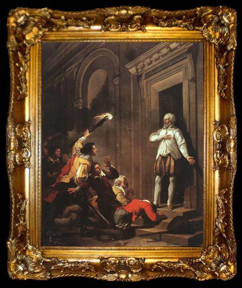 framed  Joseph Benoit Suvee Death of Admiral de Coligny, ta009-2